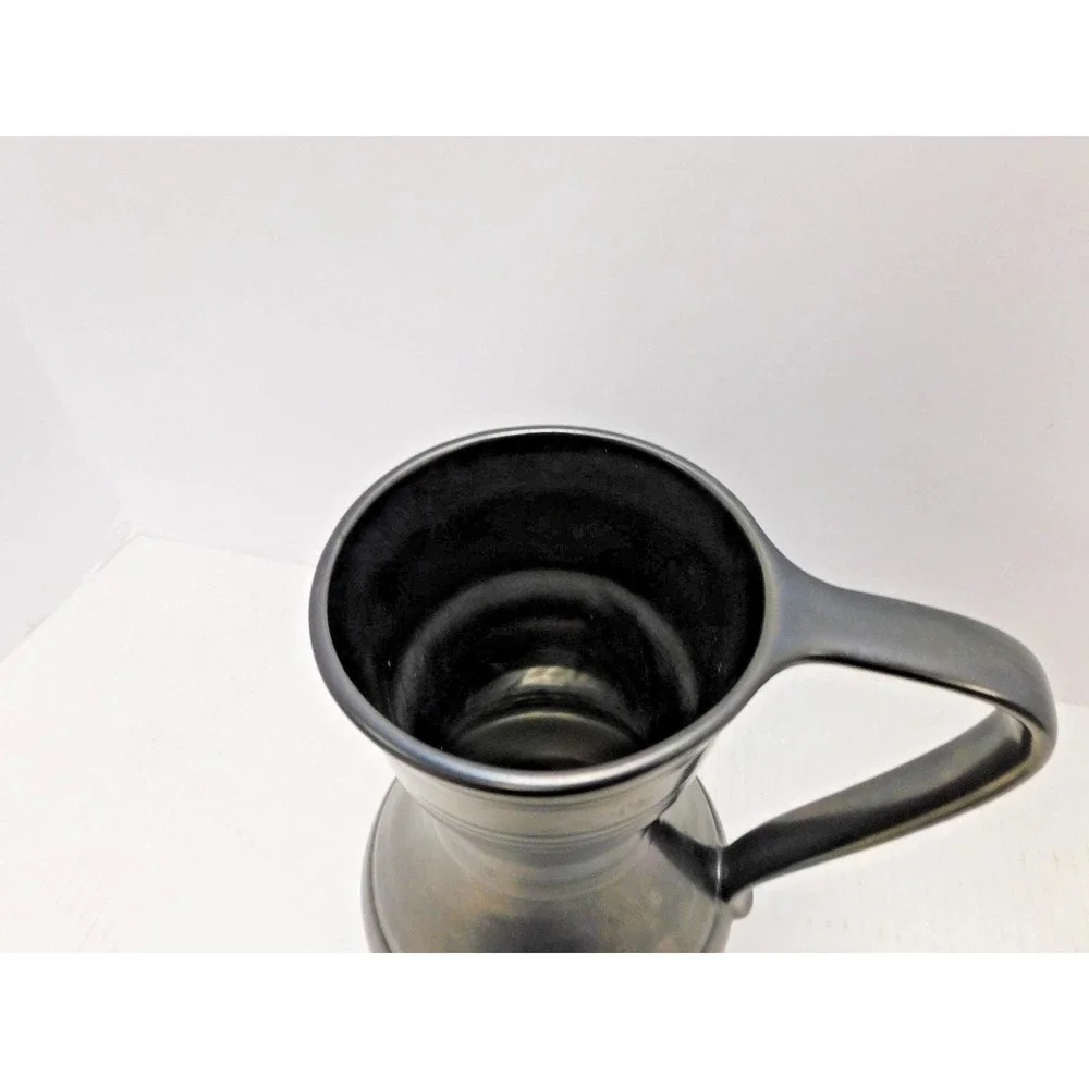 Vtg Lusterware Black Pewter Ceramic Pitcher Jug Vase Beswick England 2127 EJ253